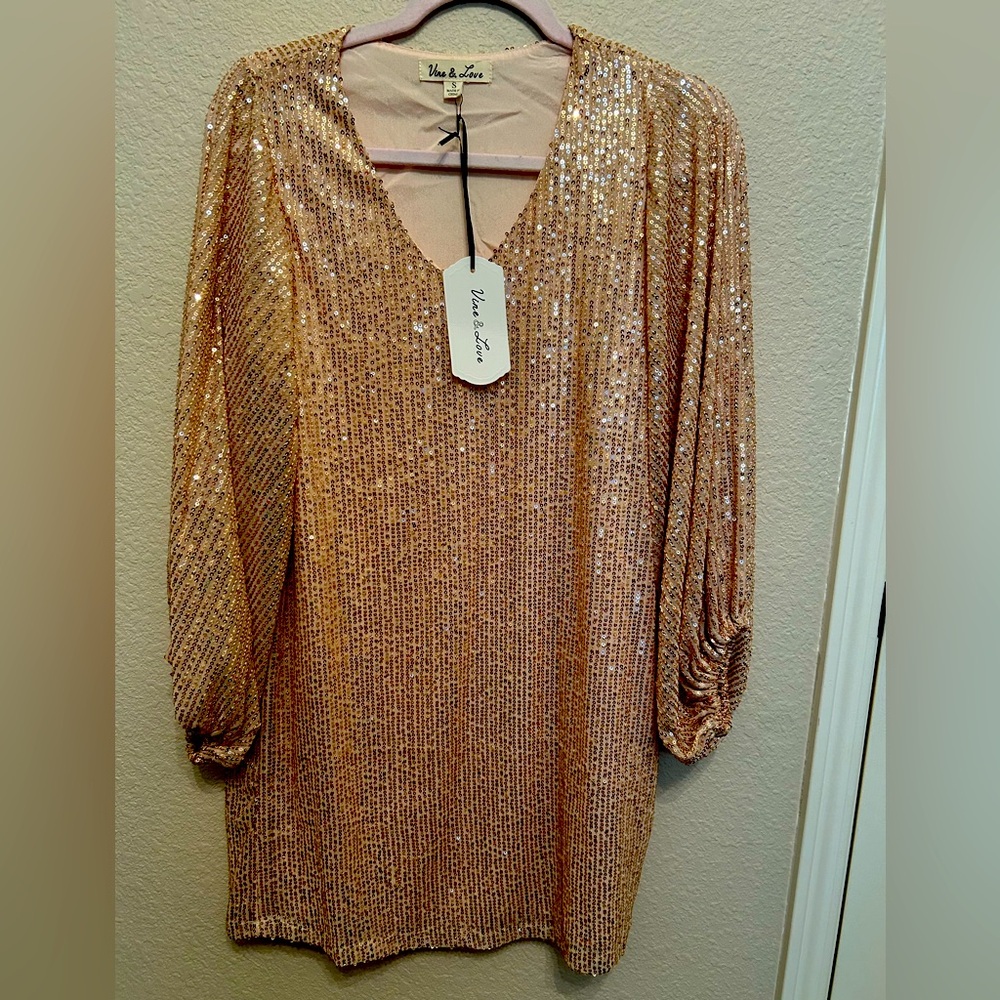 Vine and Love Gold Sequin Dress